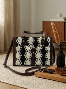 Sac à bandoulière pour femme à motif noir et blanc, sac à main, sac fourre-tout de grande capacité pour les trajets quotidiens - Product Image 3