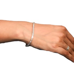 Wholesale Tennis Bracelet Half Bezel Wedding Bracelet DEF Color VS VVS Clarity 10K 14K 18K <b>Solid</b> <b>Gold</b> Round Lab Grown Diamond - Product Image 1