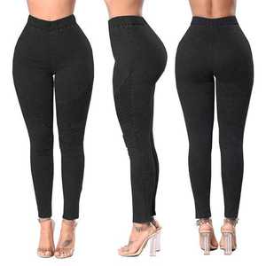 Jean Skinny Femme Grande Taille Taille Haute Effet Denim Panneauté Longueur Intégrale Coton Spandex Style Décontracté Printemps - Product Image 6