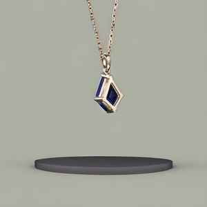 Collar de Piedra Arenisca Azul Kite para Mujer, con Gema, Regalo de Aniversario, Regalo para Madre, Colgante de Oro Amarillo Sólido de 14K y 18K - Product Image 2