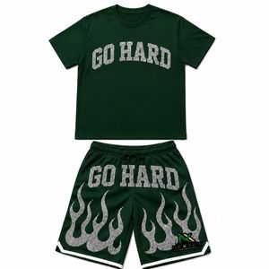 Custom Men Go Hard Print T <b>Shirt</b> <b>Flame</b> Shorts Set 2 Piece Summer Gym Streetwear Outfit Athletic Active Wear Matching Clothes - Product Image 4