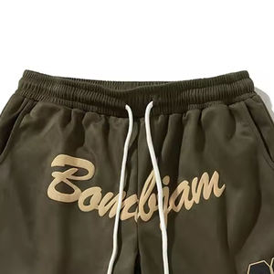 Conjunto de Pantalones Cortos con Estampado Puff Personalizado para Hombre, Sudadera Vintage con Efecto Desgastado y Lavado Ácido, Pantalones Cortos Deportivos con Estampado Puff 100% Algodón - Product Image 3