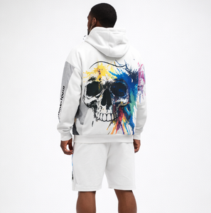 Custom Men's Oversized Pullover Hoodie and Shorts <b>Set</b> Cotton Fleece Paint Splash Graphic Streetwear Shorts <b>Set</b> 2026 - Product Image 4