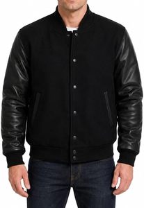 Blouson Bomber Universitaire d'Hiver Personnalisé de Haute Qualité, Imprimé en Sérigraphie OEM, Manches en Laine, Col Montant, Logo Imperméable sur le Devant, Unisexe - Product Image 2