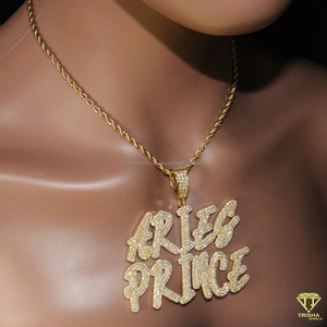 Custom " Ironic " Bubble <b>Letter</b> Pendant Necklace Iced Out Hip Hop Jewelry Lab Grown Diamond Chain - Product Image 6