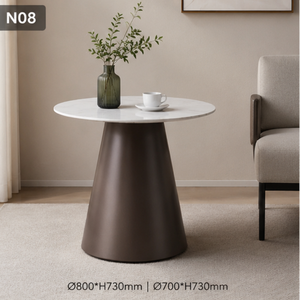INTELLIGENTIA WOODS Modern Round Coffee <b>Table</b> with White <b>Marble</b> <b>Top</b> and Conical Metal Base Luxury Living Room Center <b>Table</b> Hotel - Product Image 2