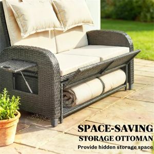 Collection de meubles de jardin : chaise longue et canapé-lit beige pour l'extérieur - Product Image 2