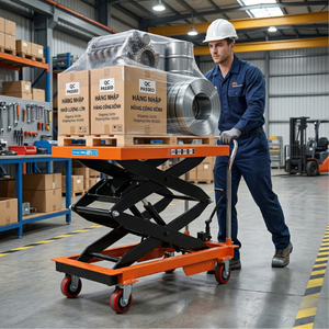 Carro elevador hidráulico de tijera de acero de alta resistencia con pedal, proveedor OEM de Vietnam - Product Image 4