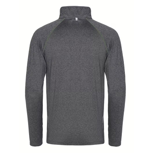 Custom Quick Dry Gym 1/4 Quarter Zip Fitness T-Shirts Gray Color Sportswear Long Sleeves Quarter Zip <b>Pullover</b> <b>Men</b> T-Shirt - Product Image 2