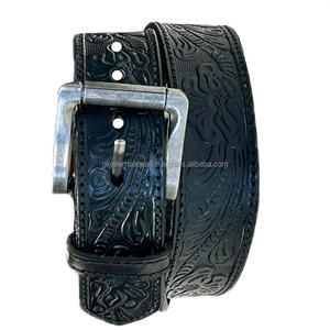 Ceintures en cuir de vachette de qualité selle véritable Outillage de la feuille Sculpture à la main Ceinture d'outillage en cuir occidental pour hommes - Product Image 5