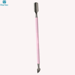 Salon-Quality Nail Grooming Stainless Steel Cuticle Pusher with Comfortable Pink Anti Grip Professional Nail Cuticle Pusher <b>Tool</b> - Product Image 2
