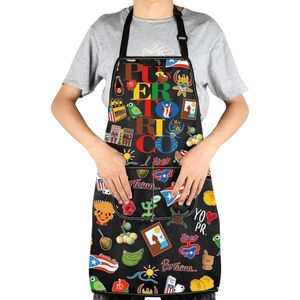 Puerto Rico Theme <b>Apron</b> With Colorful Cultural Icons And Flags For Cooking Or Dining Use - Product Image 1
