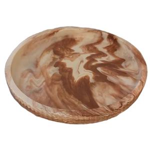 Plateau de service rond en résine effet marbre, plat décoratif en résine, plateau minimaliste crème doré à motifs en spirale, plateau de coiffeuse, plateau de table centrale - Product Image 4