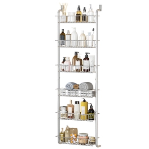 1 pezzo 6-Tier in acciaio al carbonio cestello sopra porta dispensa organizzatore ganci appesi 62.99in portaoggetti per cucina e bagno - Product Image 5