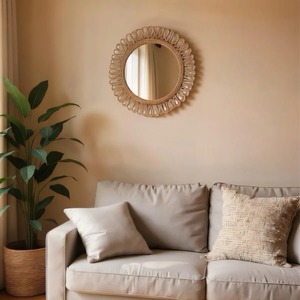 Premium Rattan <b>Mirror</b> Elegant Natural Frame Perfect For Daily Use Cafe And Boutique Decor Natural And Aesthetic Vibe From India - Product Image 3