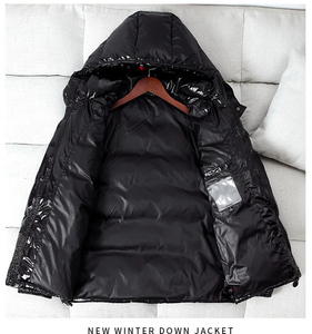 Veste d'hiver en duvet de canard personnalisée, style streetwear, avec poches, légère, noire, pour homme - Product Image 2