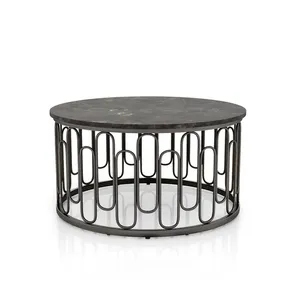 Luxury Minimalist Metal <b>Console</b> <b>Table</b> with White Sintered Stone Top and <b>Slim</b> Steel BaseModern Round Metal Coffee <b>Table</b> with - Product Image 1