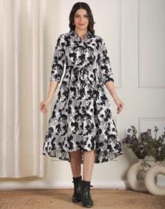 Vestido Casual de Verano 2026, Estampado, Holgado, Estilo Occidental, para Mujer, Tallas Grandes, Mangas 3/4, Tela Muselina Premium - Product Image 1