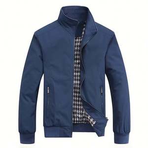 Factory <b>Men's</b> Casual Work Thin Stand Bomber Jacket High Quality <b>Black</b> <b>Windbreaker</b> Windproof Breathable Loose Spring Solid Zipper - Product Image 2