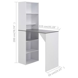 Mesa de Bar de Madera Sintética Blanca y Gris de 45.3 Pulgadas, Mesa de Restaurante - Product Image 6