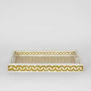 Plateau de service de luxe en bois avec incrustation d'os et design en nacre, logo personnalisé, finition peinte facile à nettoyer - Product Image 2