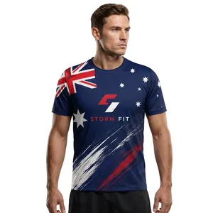 Camiseta Deportiva Personalizada de Manga Corta para Hombre, Sublimada, de Secado Rápido, Cuello Redondo, Corte Holgado, 100% Poliéster, Anti-UV, Transpirable - Product Image 2
