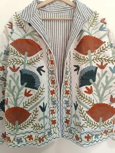 <b>White</b> Suzani Velvet Short <b>Jacket</b> |Winter Coat Ethnic Bohemian Outerwear Winter Kimono <b>Jacket</b> Gift Traditional Embroidery <b>Jacket</b> - Product Image 2