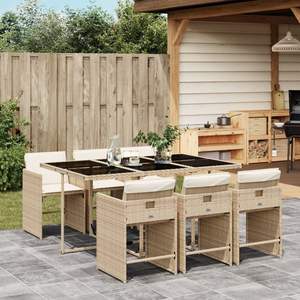 Set di 6 Mobili da Giardino per Patio in Combinazione di Colori Beige, Nero, Crema e Bianco - Product Image 1