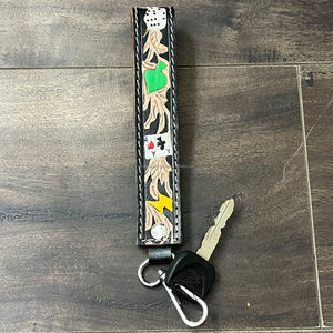 Nouveau porte-clés en cuir véritable fait à la main avec un design de dés de jeu western, porte-clés, cordon, accessoire pour sac de voiture, vélo, cadeau - Product Image 4