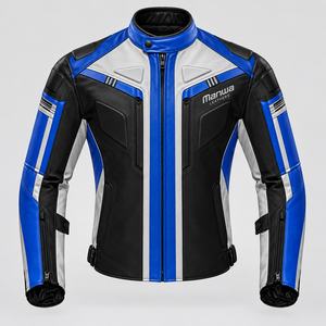 เสื้อแจ็คเก็ตมอเตอร์ไซค์หนังแท้ผู้ชาย Manwa Leathers แบบ Color Blocked กันลม สำหรับขี่รถแข่ง - Product Image 6
