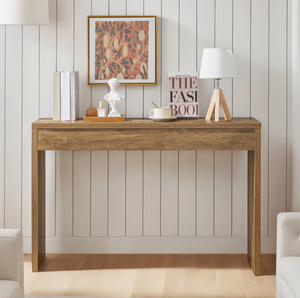 Mesa Consola Moderna de Madera, Mesa Rectangular para Sofá con Patas Cuadradas Gruesas, Acabado Marrón Natural - Product Image 3