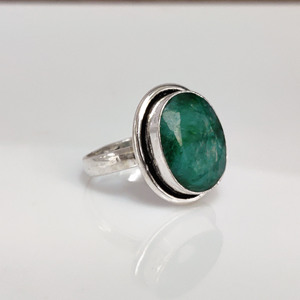 Emerald Gemstone <b>Ring</b> Handmade Green Stone Jewelry Boho <b>Statement</b> <b>Ring</b> Gift for Her - Product Image 5