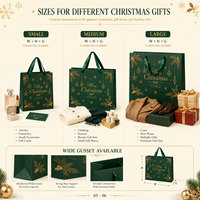 Sacs cadeaux en papier de Noël de luxe personnalisés avec poignées en ruban de satin et logo en feuille d'or pour l'emballage de cadeaux de détail