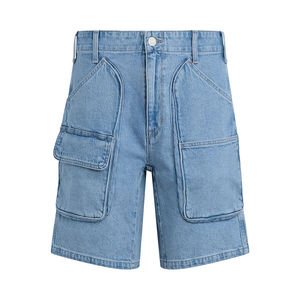 Pantalones Cortos de Lona Vaquera de Alta Calidad, Pantalones Casuales de Cintura Alta, Jeans Azules, Cintura Elástica con Cordón, Secado Rápido para Hombre, 180g Digital - Product Image 5