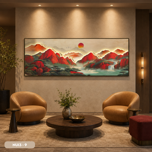 Peinture murale paysagère en soie de qualité supérieure, décoration intérieure exquise, œuvre d'art faite à la main, vente en gros OEM ODM, usine au Vietnam - Product Image 6