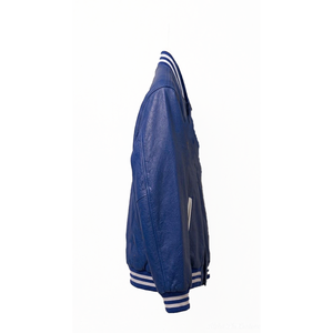 Veste en cuir bleue pour homme Alpha Fraternity, coupe classique, col rabattu et fermeture boutonnée, pour la vente en gros OEM - Product Image 2