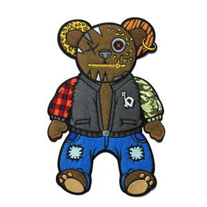 Parches de chenilla de oso de peluche roto con adhesivo termoadhesivo y borde Merrow, parche para coser en prendas, gorras y mochilas - Product Image 2