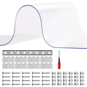 Rideau à lanières en PVC transparent, 84 cm de hauteur x 48 cm de largeur, épaisseur 0,08 mm, 8 pièces, pour congélateur et chambre froide, surface lisse, tissu PVC - Product Image 5
