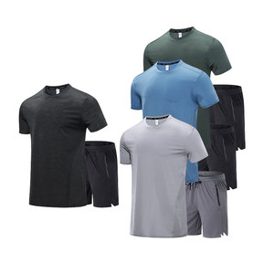 Hot Sale Men's Custom Quick Dry Lightweight Fitness Gym Set High Quality Skinny T Shirt and Shorts Two Piece Outfit Breathable - Product Image 3