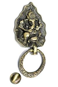 Battant de porte en laiton en forme de feuille avec anneau de suspension, finition antique, décoration de porte traditionnelle, battant d'entrée en laiton fait main - Product Image 4