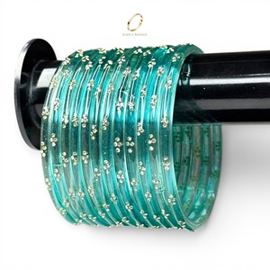 Glamurosos Brazaletes de Cristal Kashmiri Azul Claro con Cristales en Forma de Gota de Lluvia para Mujer, para Bodas y Fiestas, Precio al por Mayor - Product Image 5