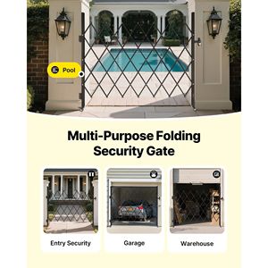 Cancello di Sicurezza Pieghevole Singolo con Design a Forbice Bloccabile, Ruote Girevoli a 360 Gradi, Barriera Esterna in Acciaio Retrattile - Product Image 6