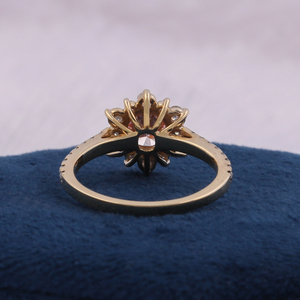 Pink Lab Grown <b>Diamond</b> Halo <b>Ring</b> 2 CT Round Cut 14KT Solid Yellow Gold - Product Image 4