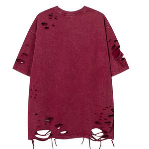 T-shirt pour homme à manches courtes, effet usé, en coton, coupe ample, à prix raisonnable - Product Image 1