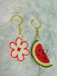 Colorful Floral Embroidery Beaded <b>Keychain</b> Handmade for Purse Charms Backpack Decorations and Key Ring Accessories - Product Image 1