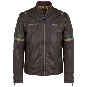 High Quality Real Lambskin Leather Unisex Winter Casual Vintage Brown <b>Biker</b> <b>Jacket</b> - Product Image 1