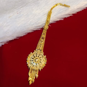 JeweleMarket Forming Look Maang Tikka en alliage plaqué or 23 cm, style décontracté, cadeau de bijoux pour femmes du Maharashtra, pour occasions de fête et anniversaire - Product Image 1