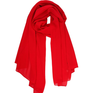 Red Chiffon <b>Scarf</b> Women Long Solid Color Simple Style All Seasons Skin Friendly Daily Wear Accessory - Product Image 2