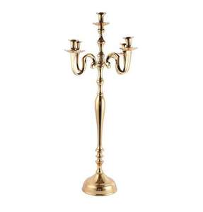 Candélabres à 5 bras hauts, très demandés, pour centres de table de mariage, finition miroir argentée - Product Image 3