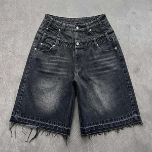 Pantalones Cortos de Mezclilla para Hombre con Estampado Gráfico, Transpirables, Estilo Urbano, Cintura Alta, Lavado Claro, 100% Algodón, Venta al Por Mayor - Product Image 1